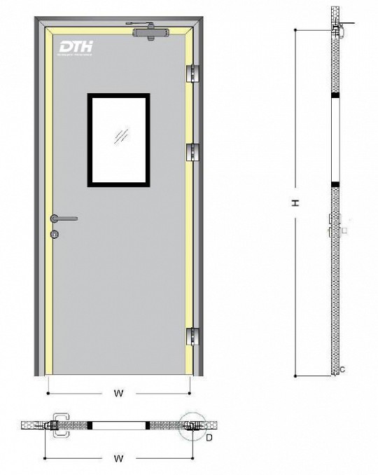 Cửa Phòng Sạch Bản Lề 1 Cánh